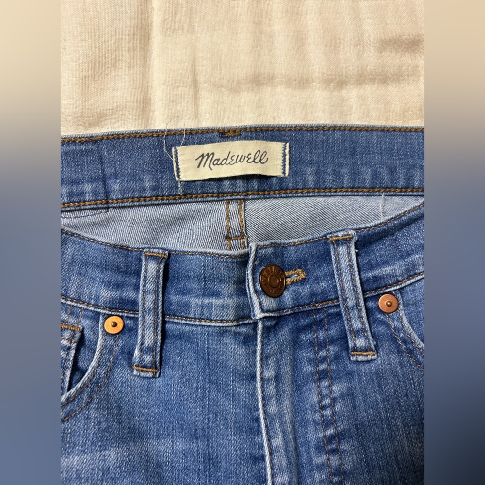Madewell 9” Mid Rise Skinny Jeans 25 Distressed Raw Hem - Picture 5 of 11